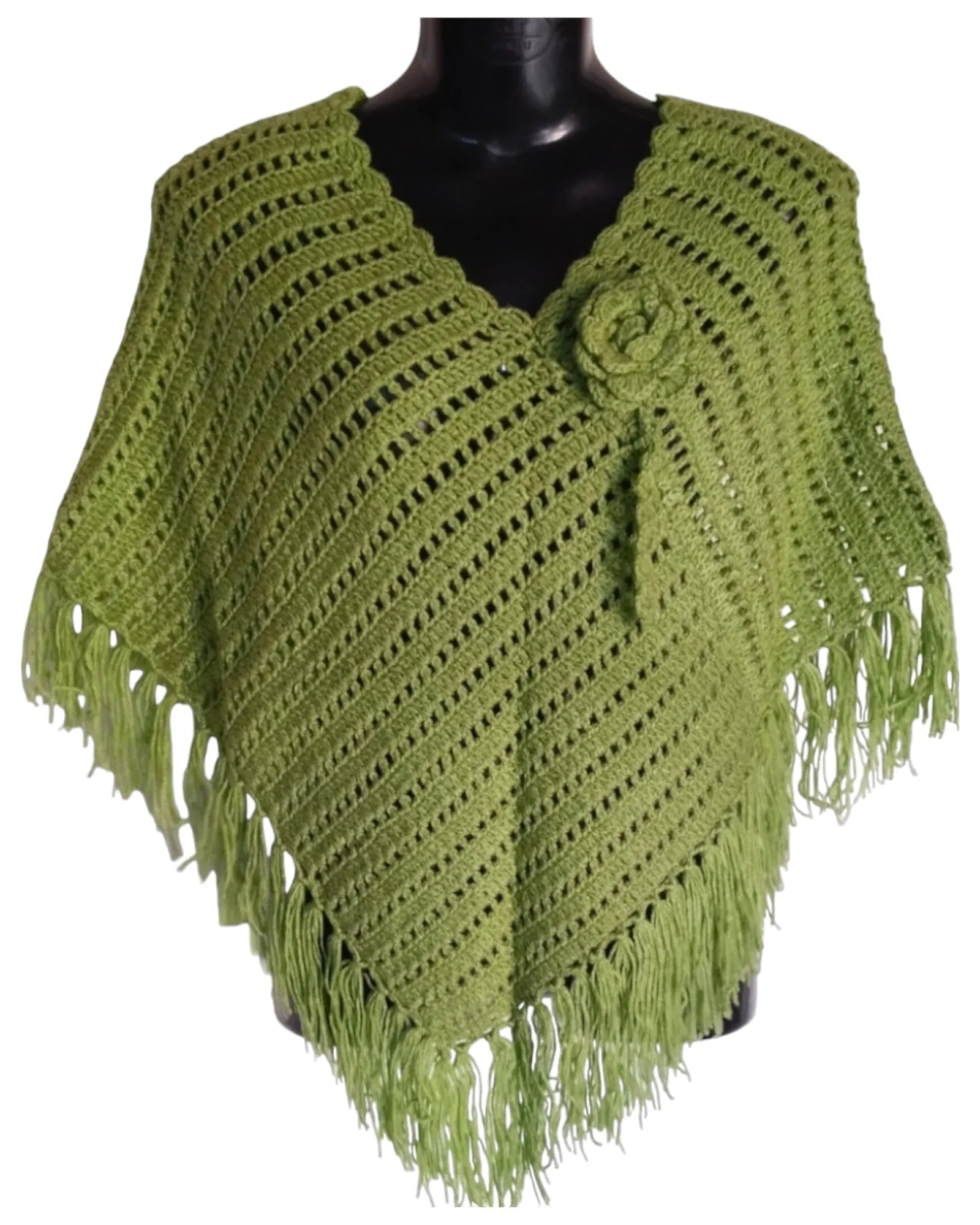 Elegant Olive Woolen Girls/Women Stylish Look Poncho Handmade By Graminarts