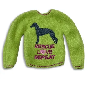 Elf Sweater Whippet Greyhound Rescue Love Repeat Grinch Green