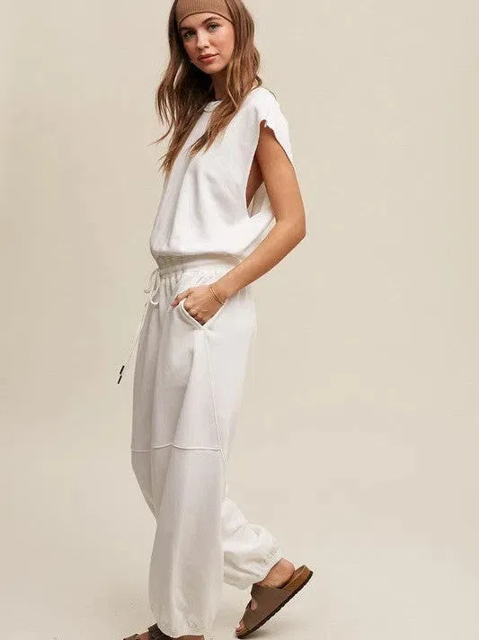 Embrace the Comfy Side Athleisure French Terry Loose Jogger Jumpsuit