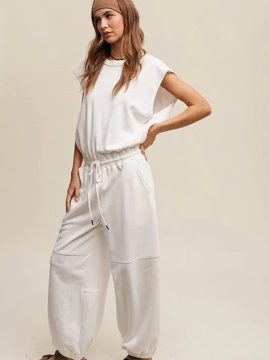 Embrace the Comfy Side Athleisure French Terry Loose Jogger Jumpsuit