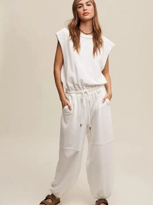 Embrace the Comfy Side Athleisure French Terry Loose Jogger Jumpsuit