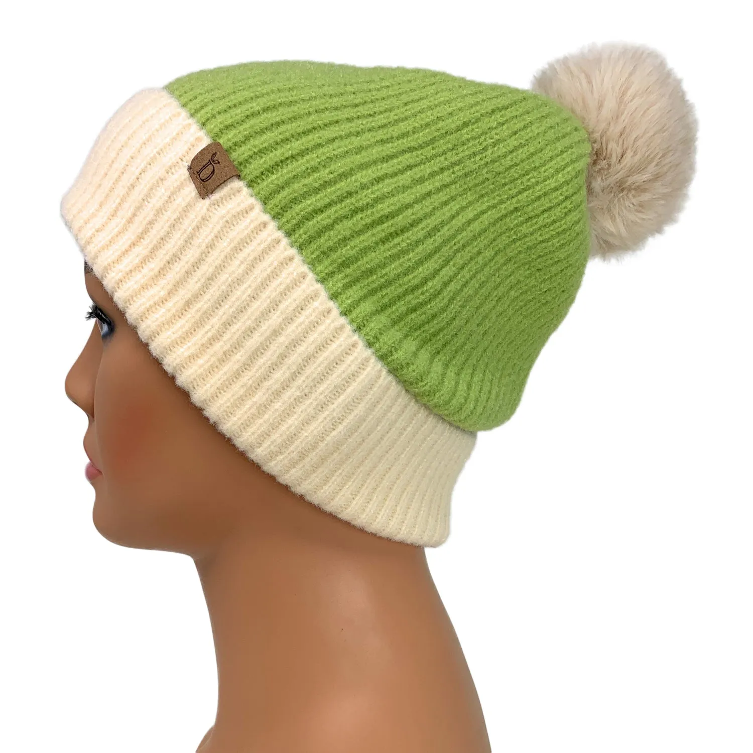 Empire Cove Winter Ribbed Knit Beanie with Faux Fur Pom Pom Hats Gifts for Her