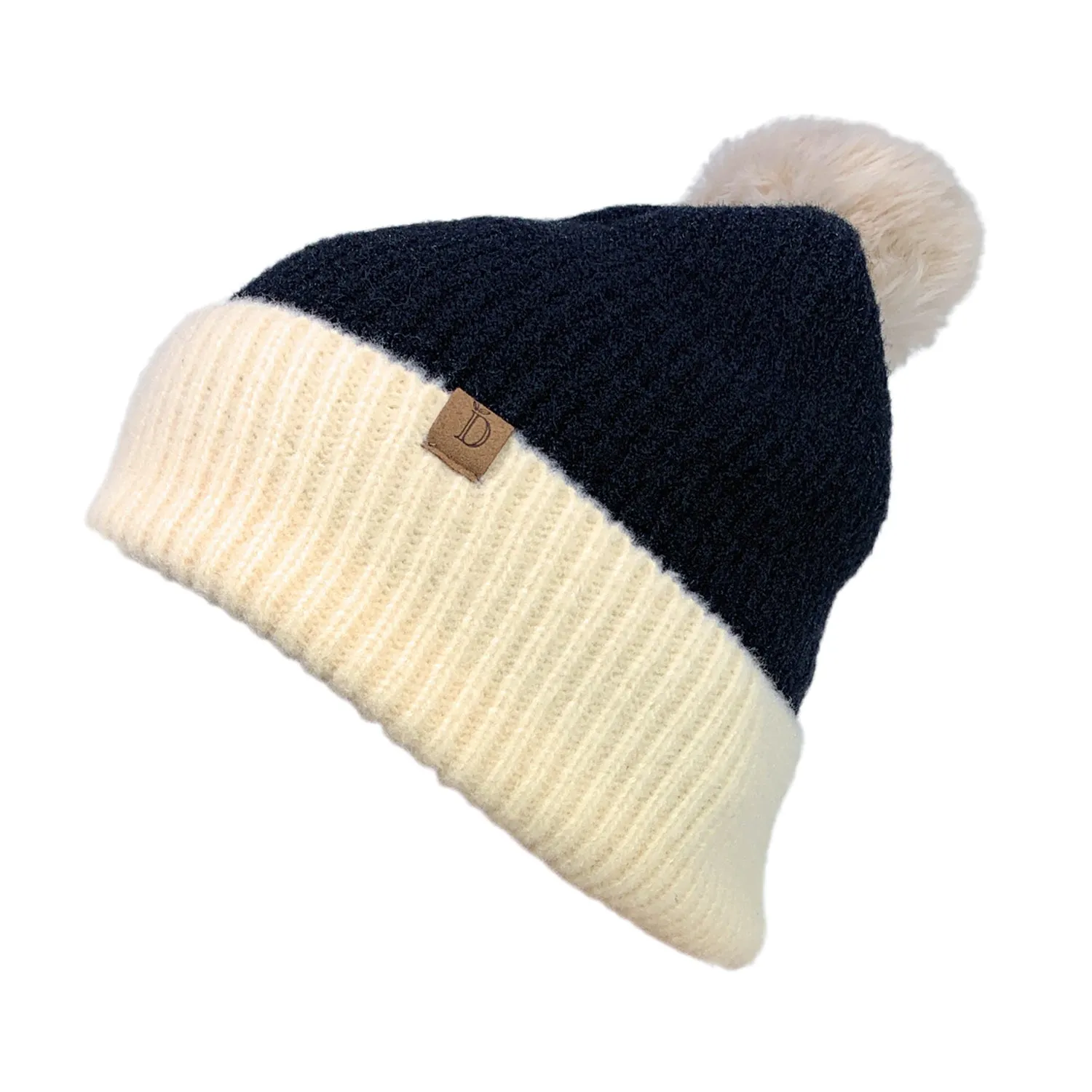 Empire Cove Winter Ribbed Knit Beanie with Faux Fur Pom Pom Hats Gifts for Her