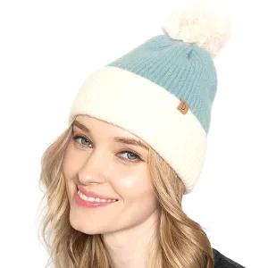 Empire Cove Winter Ribbed Knit Beanie with Faux Fur Pom Pom Hats Gifts for Her