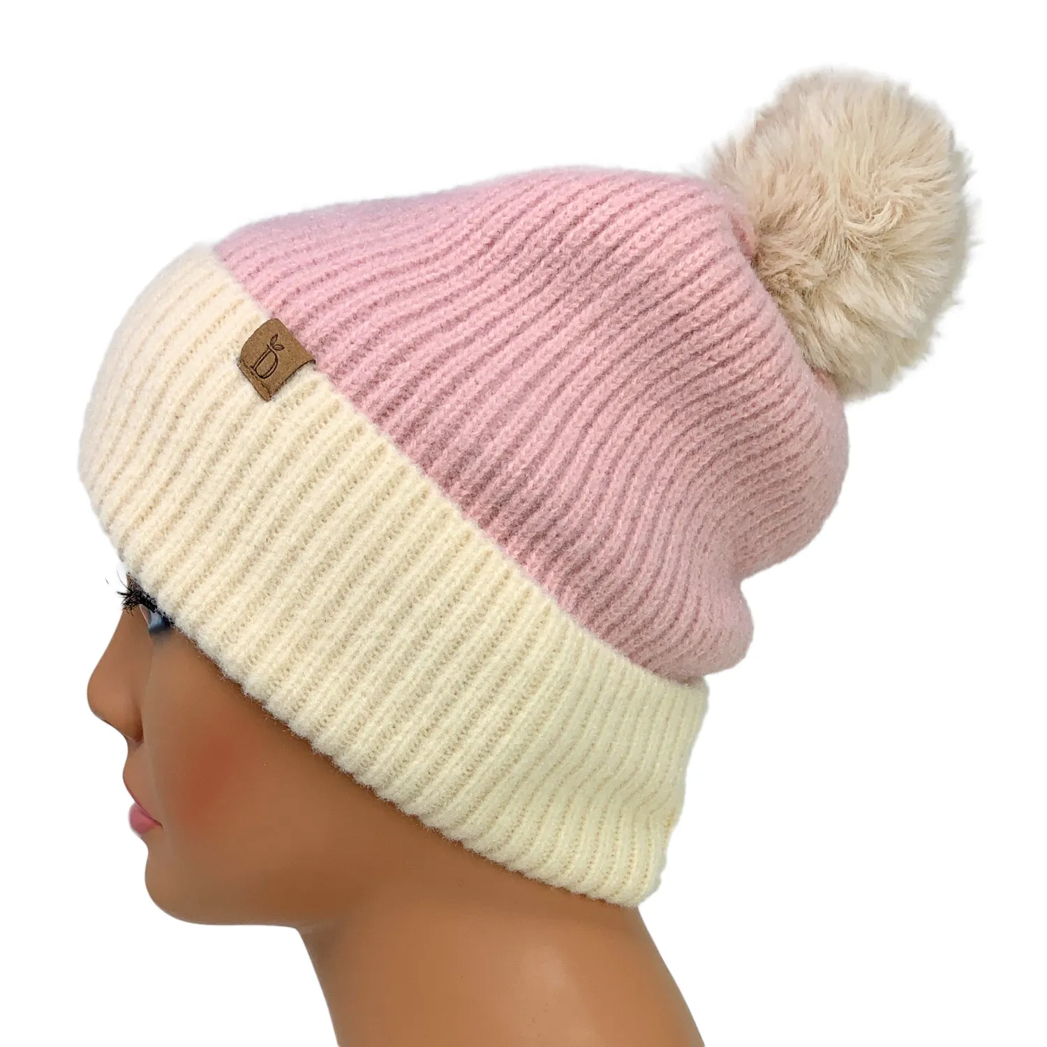 Empire Cove Winter Ribbed Knit Beanie with Faux Fur Pom Pom Hats Gifts for Her