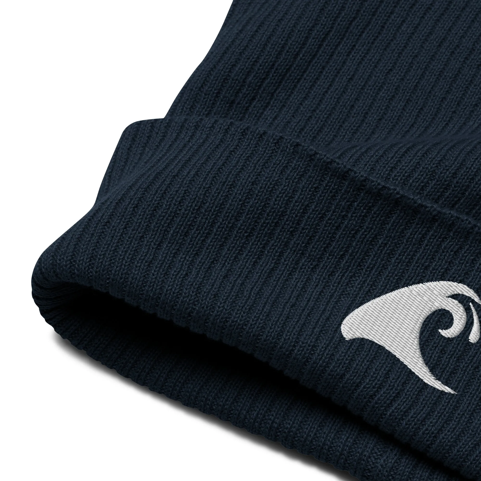 Extremely Stoked®️ Epic Wave Logo on Navy Blue Organic Ribbed Beanie