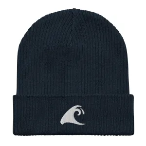 Extremely Stoked®️ Epic Wave Logo on Navy Blue Organic Ribbed Beanie