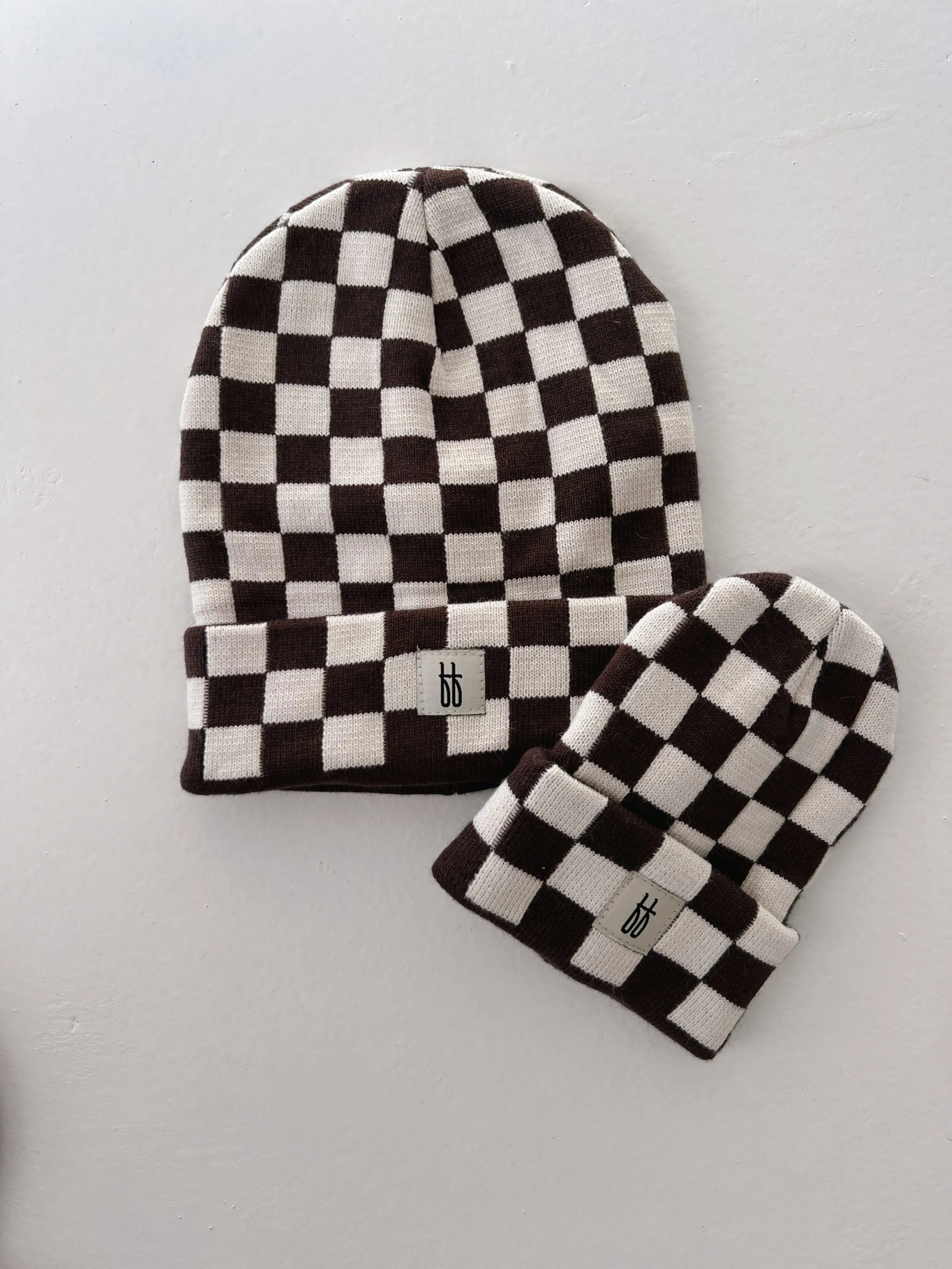 ff Knit Beanie | Coffee & Cream Checkerboard