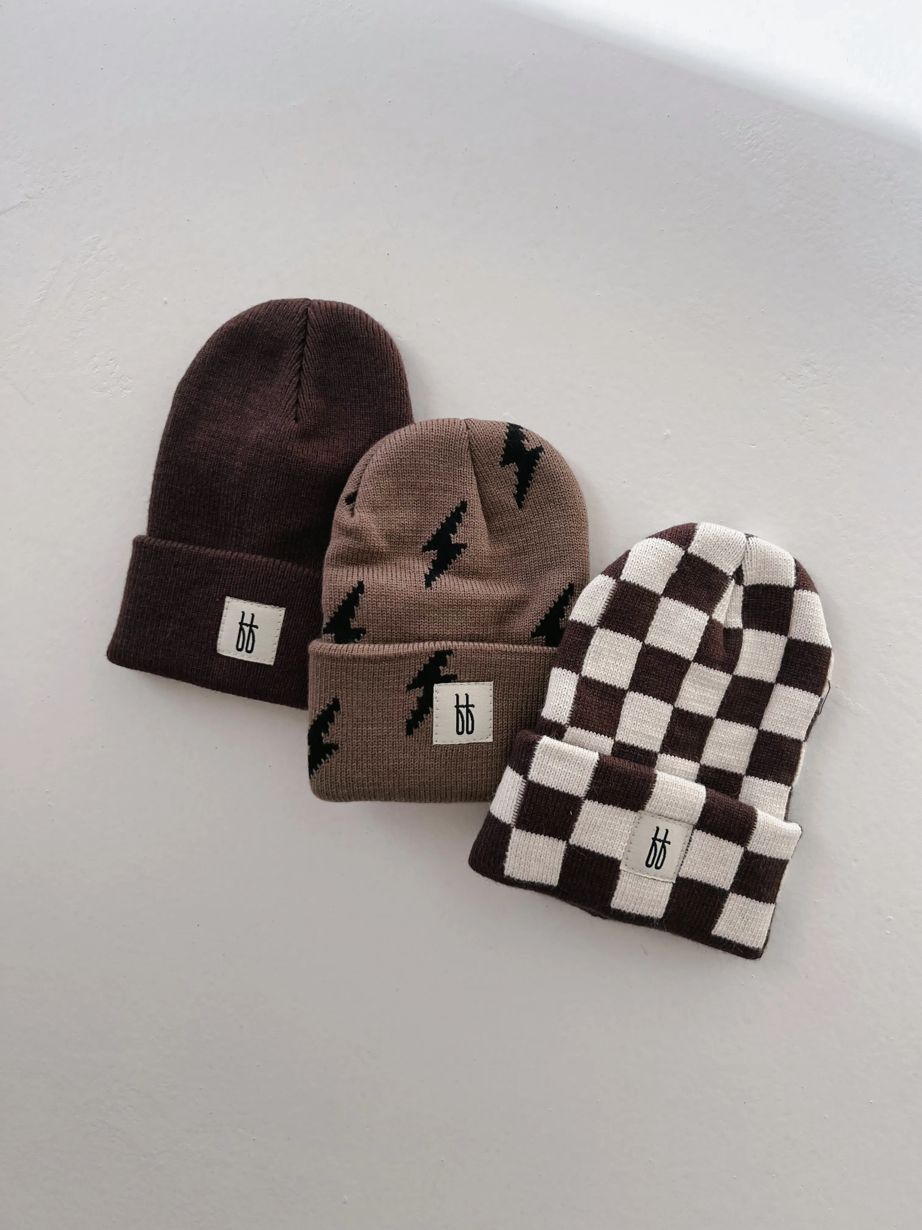 ff Knit Beanie | Coffee & Cream Checkerboard