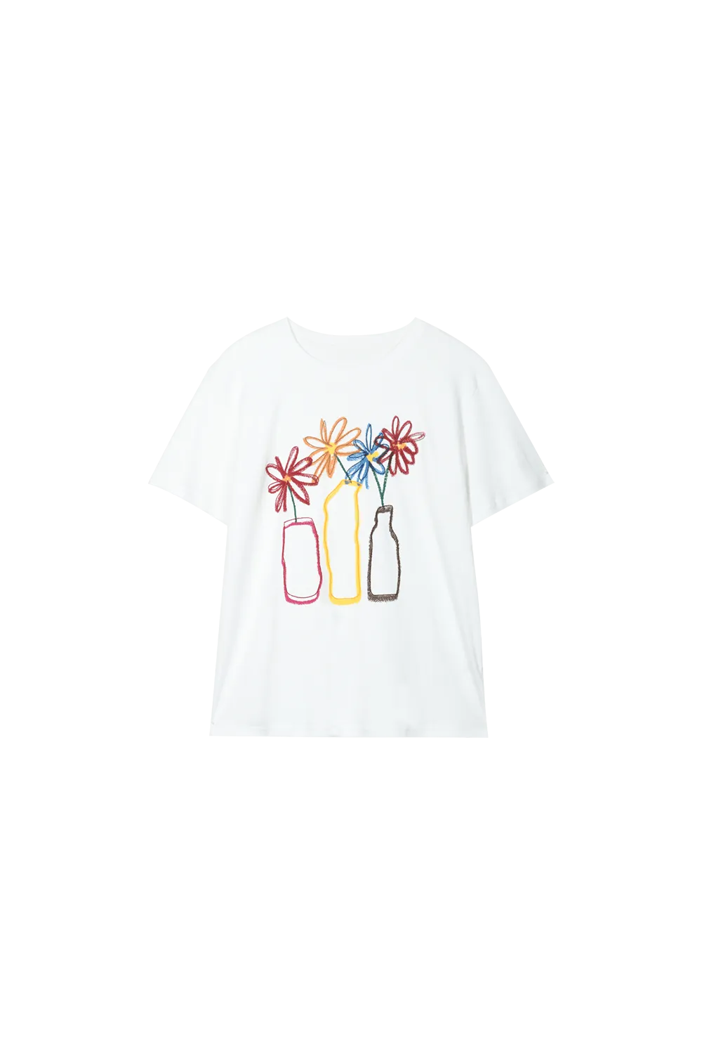 Floral Embroidery T-shirt for Women