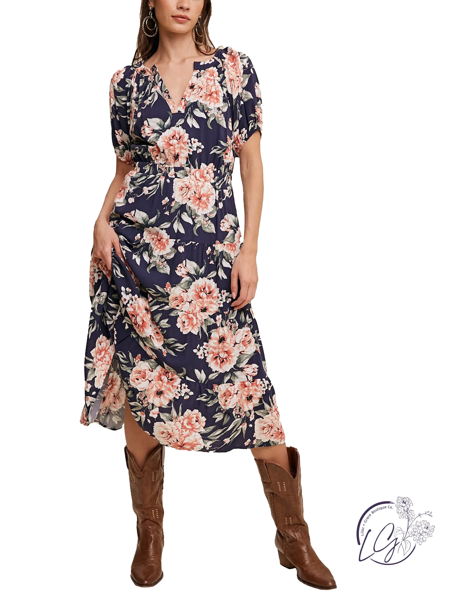 Garden Gala Cinched Waist Dress