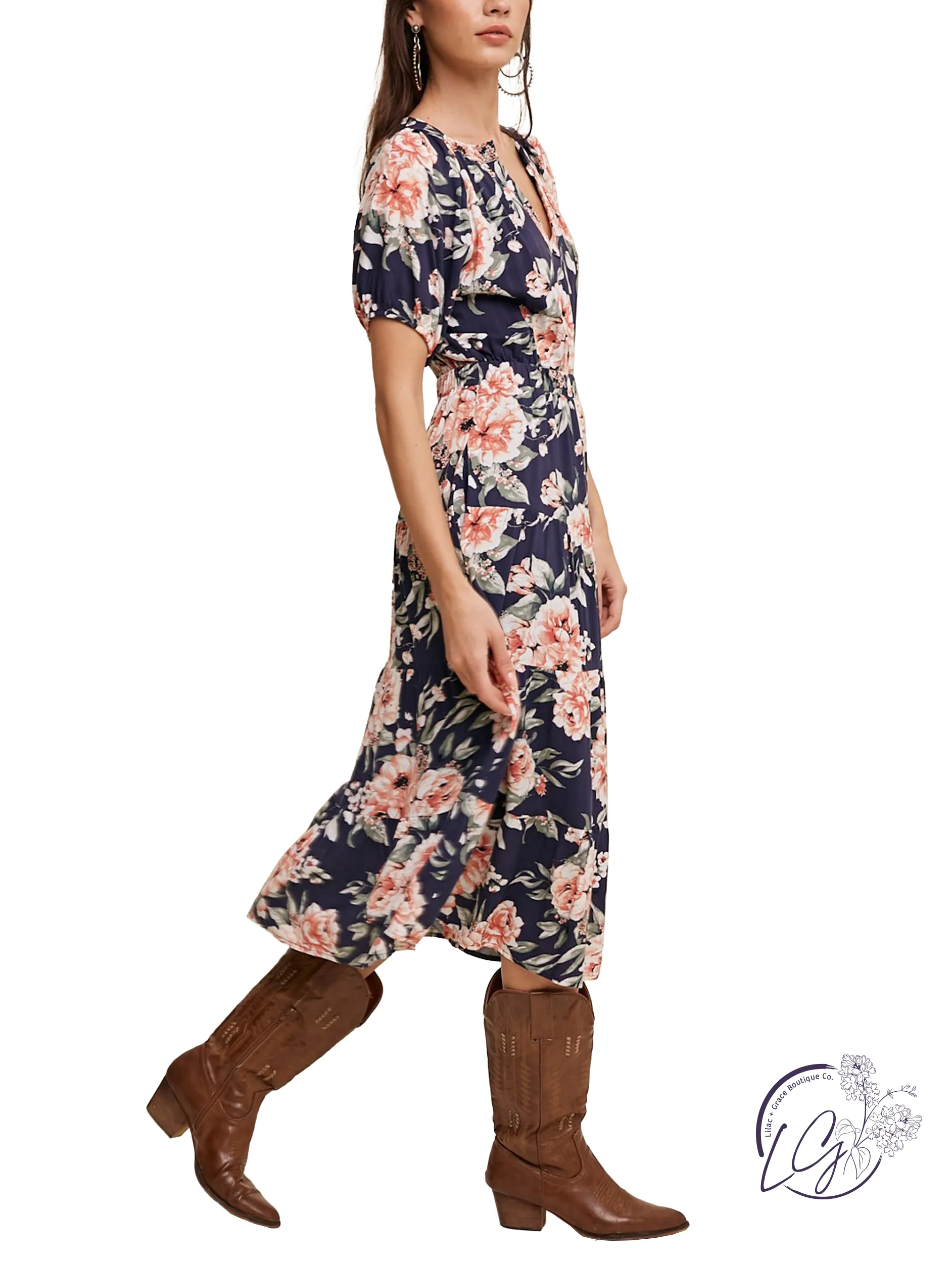 Garden Gala Cinched Waist Dress