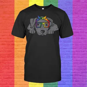 Gaymer T Shirt, Pitbull Dog Bandana Lgbtq Rainbow Flag Gay Pride Ally T Shirt