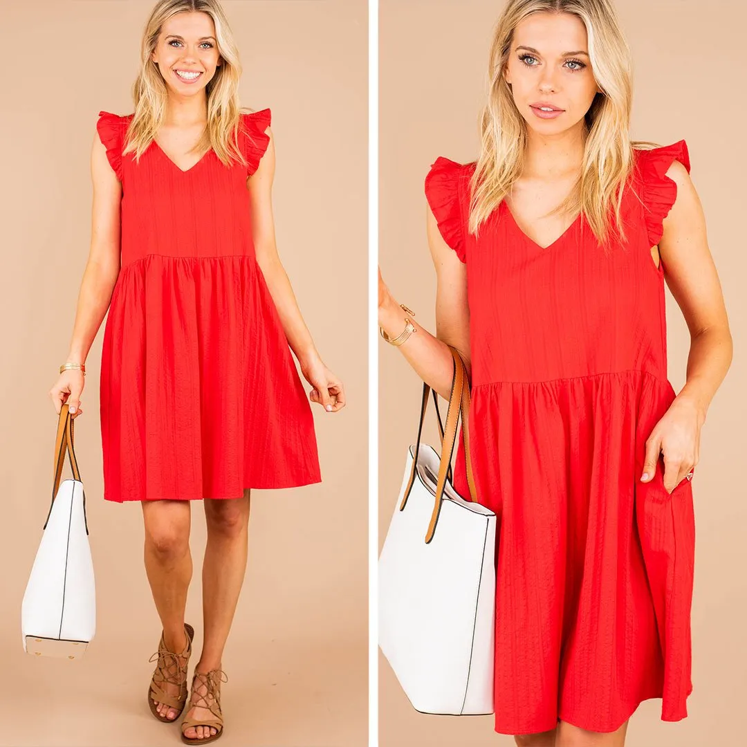 Give Love Red Babydoll Dress