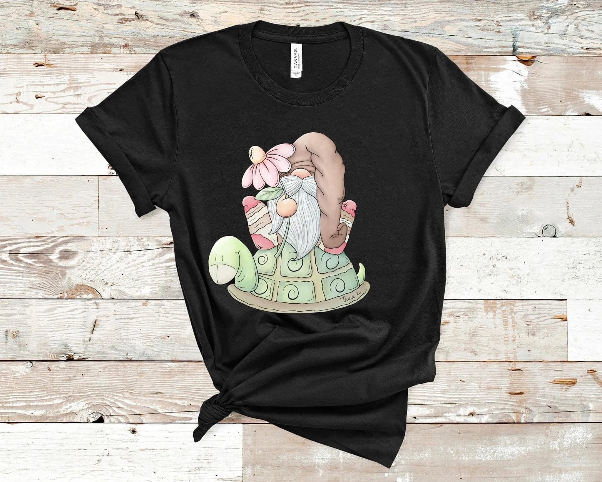 Gnomes & turtle T-Shirt-Green Hat