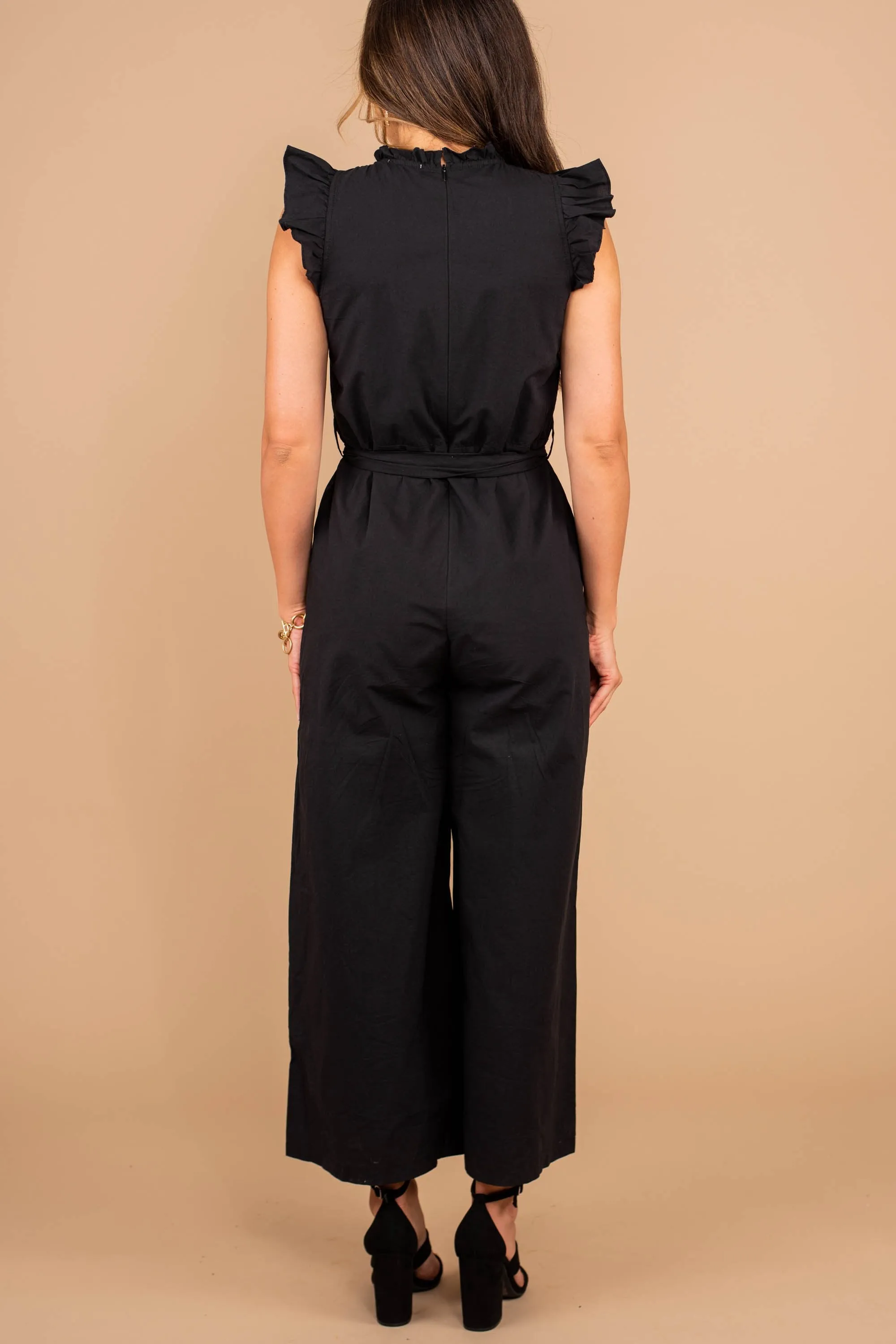 Go With Confidence Black Ruffled Jumpsuit