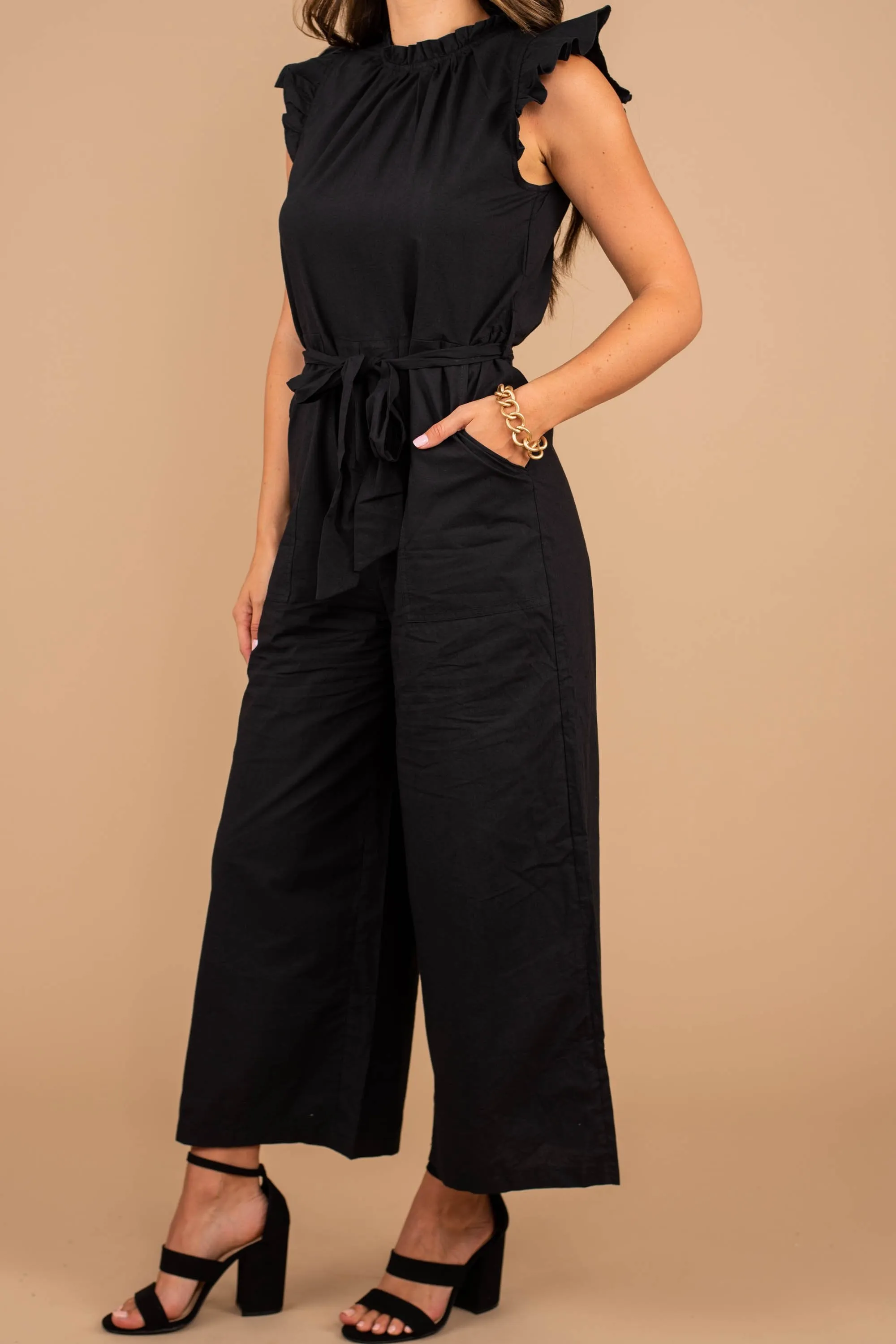 Go With Confidence Black Ruffled Jumpsuit