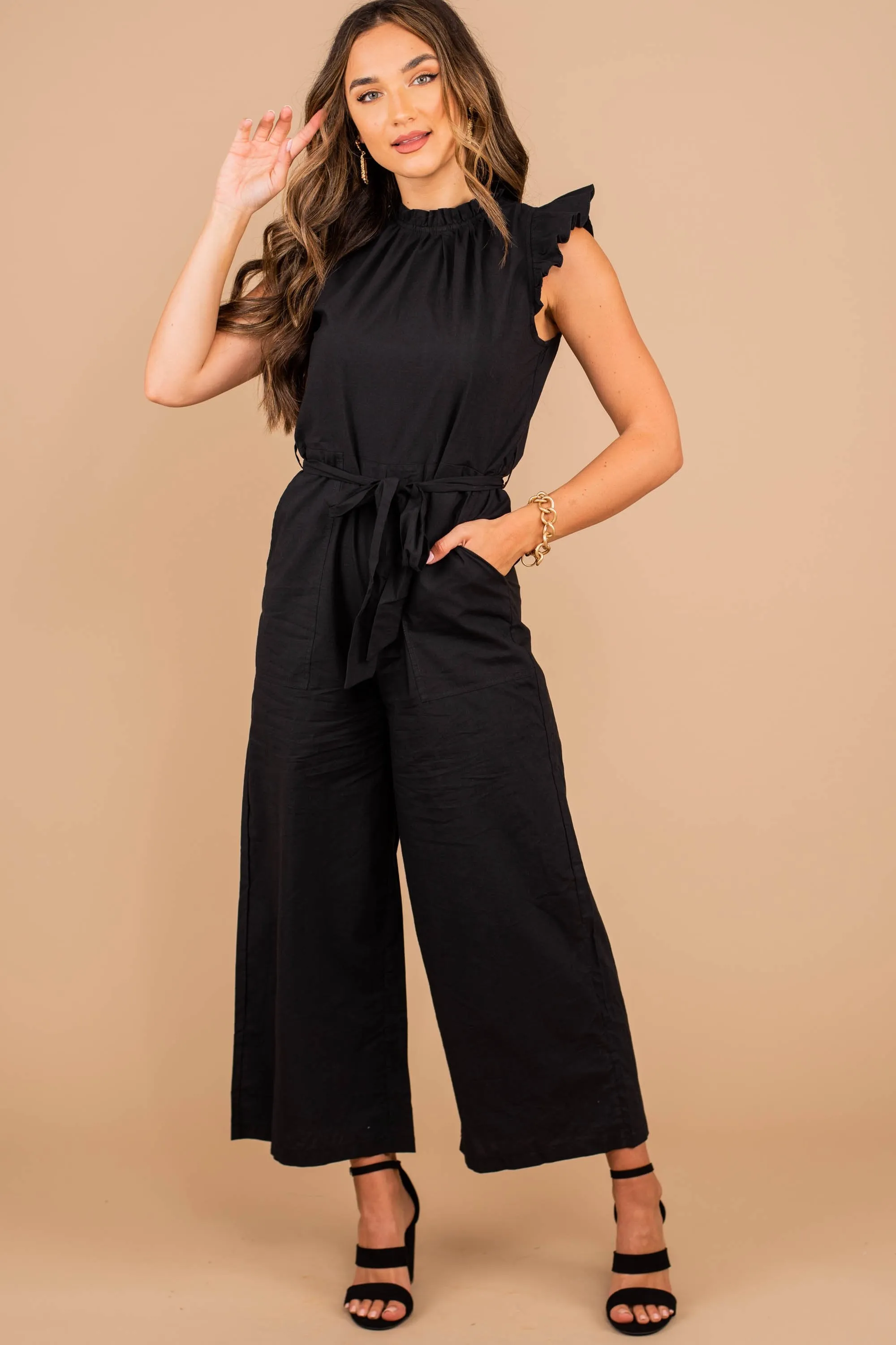 Go With Confidence Black Ruffled Jumpsuit