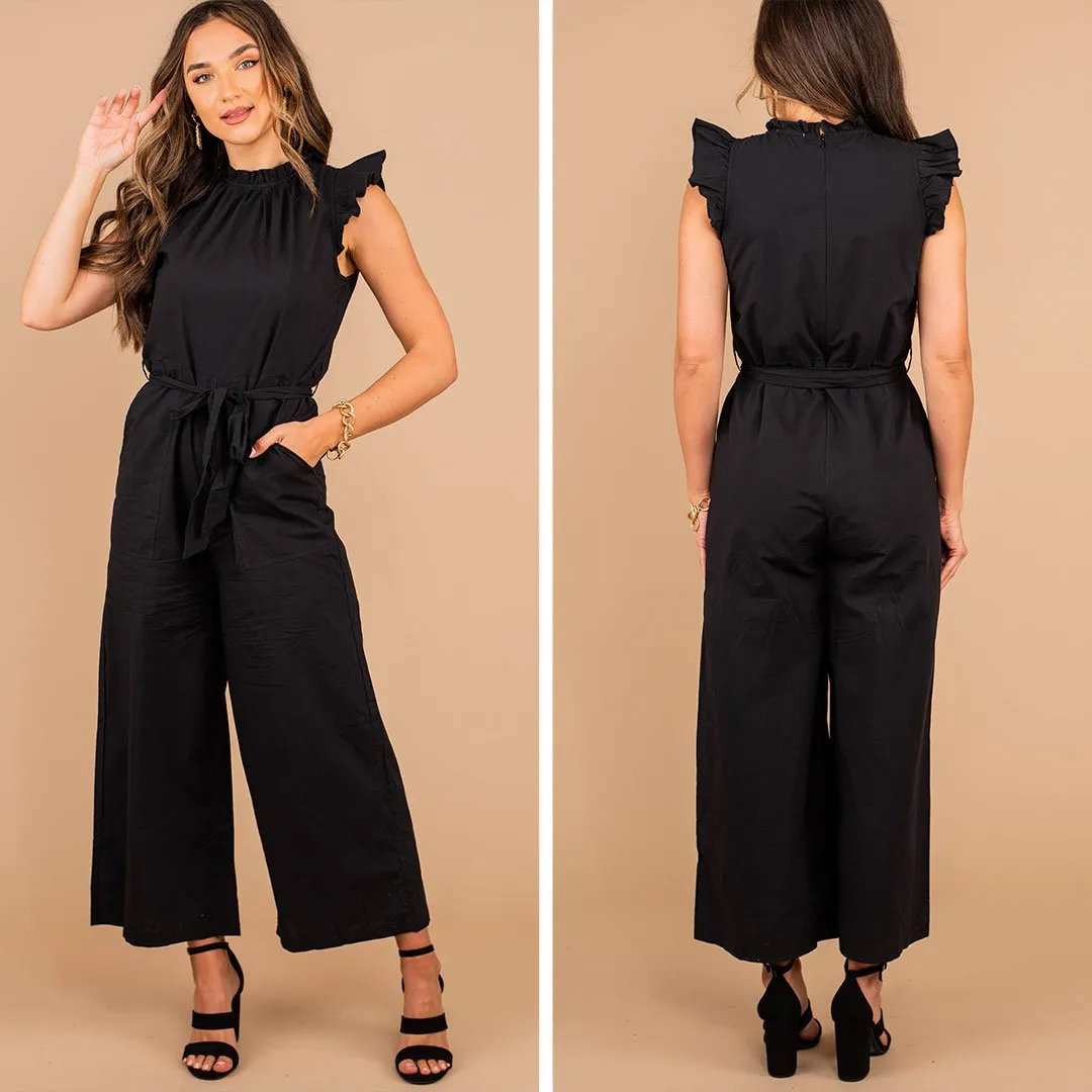 Go With Confidence Black Ruffled Jumpsuit