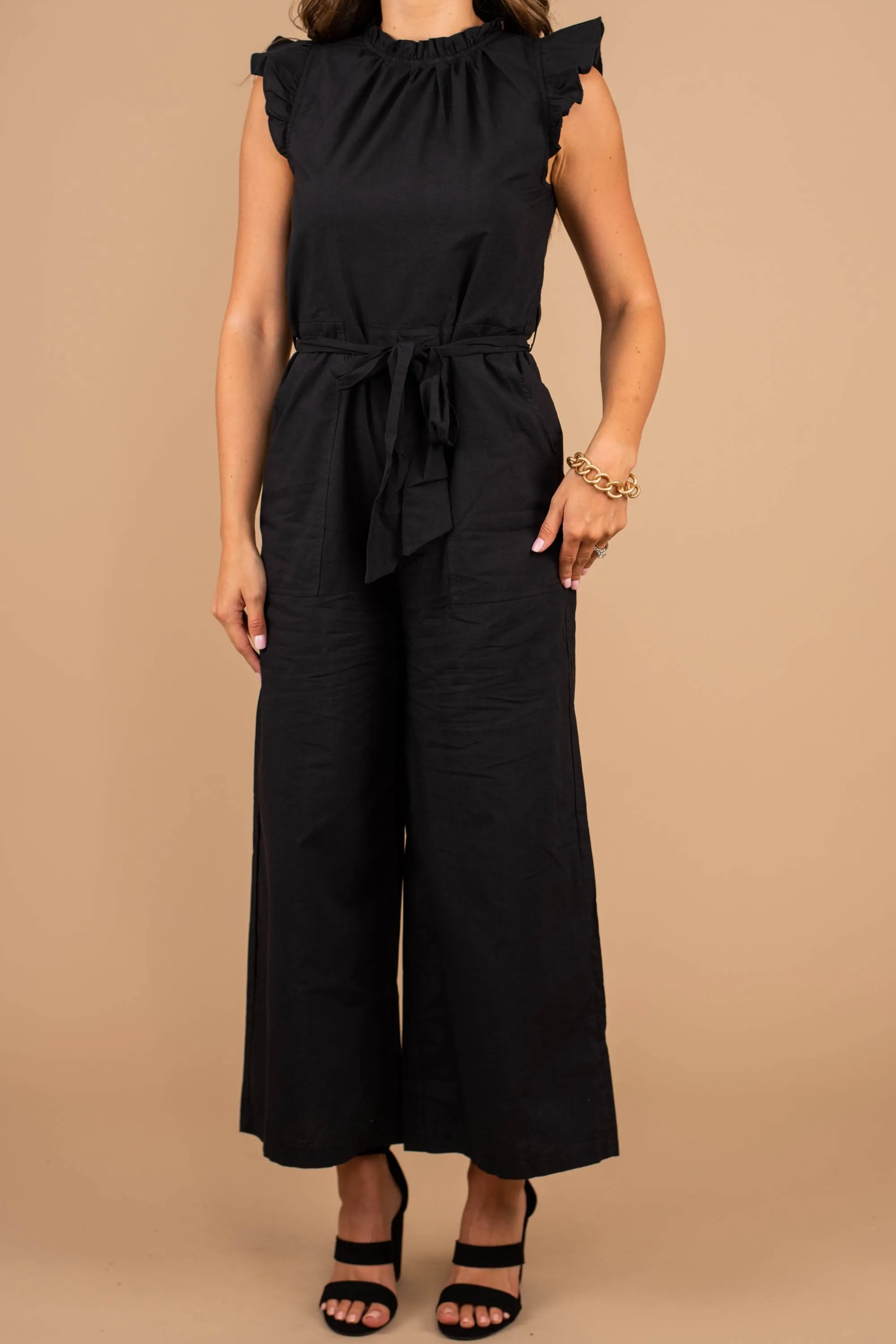 Go With Confidence Black Ruffled Jumpsuit