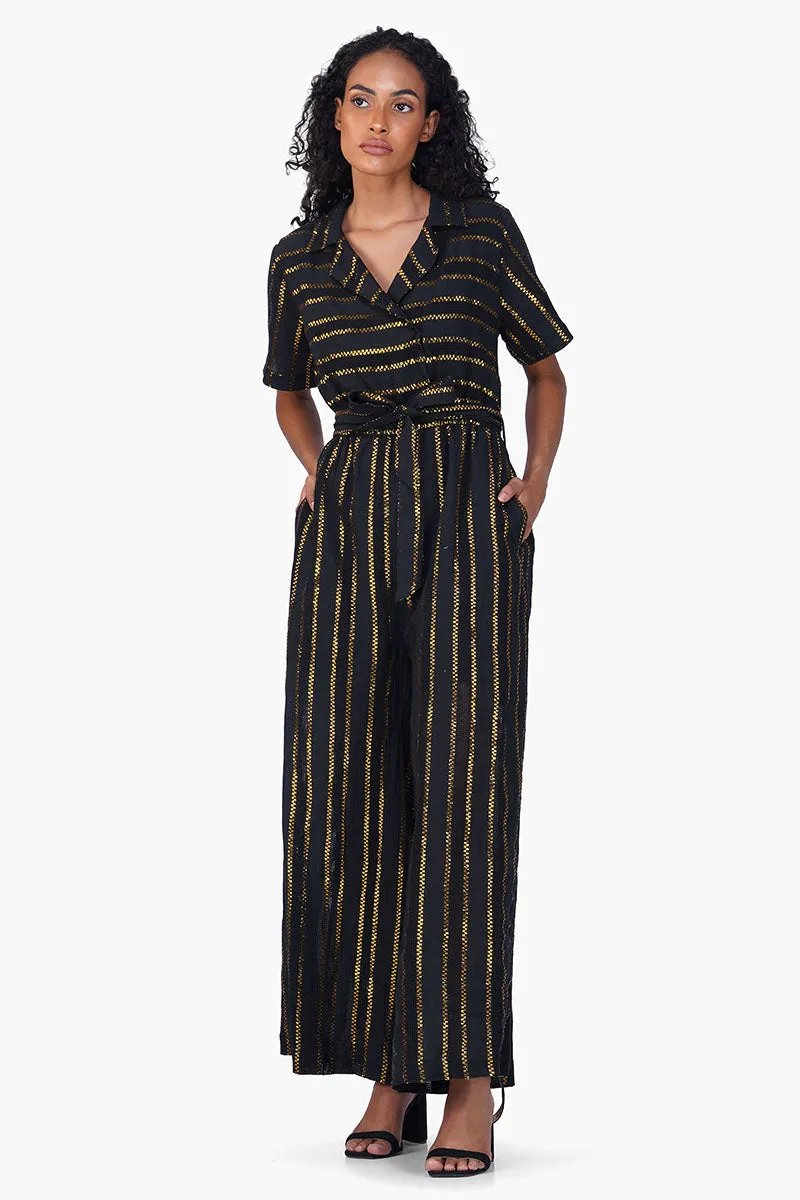 Gold Charm Black Jumpsuit