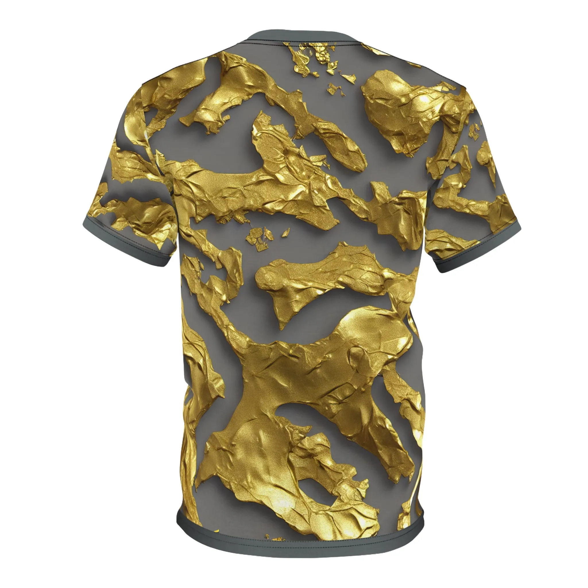 Gold Paint Unisex T-Shirt All Over Print Tee Grey and Gold Print T-Shirt | X3339B