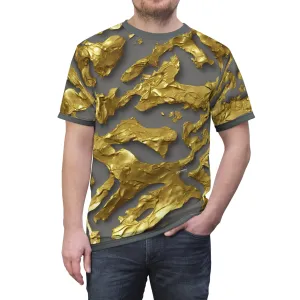 Gold Paint Unisex T-Shirt All Over Print Tee Grey and Gold Print T-Shirt | X3339B