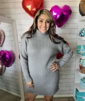 Grey Knit Sweater Dress