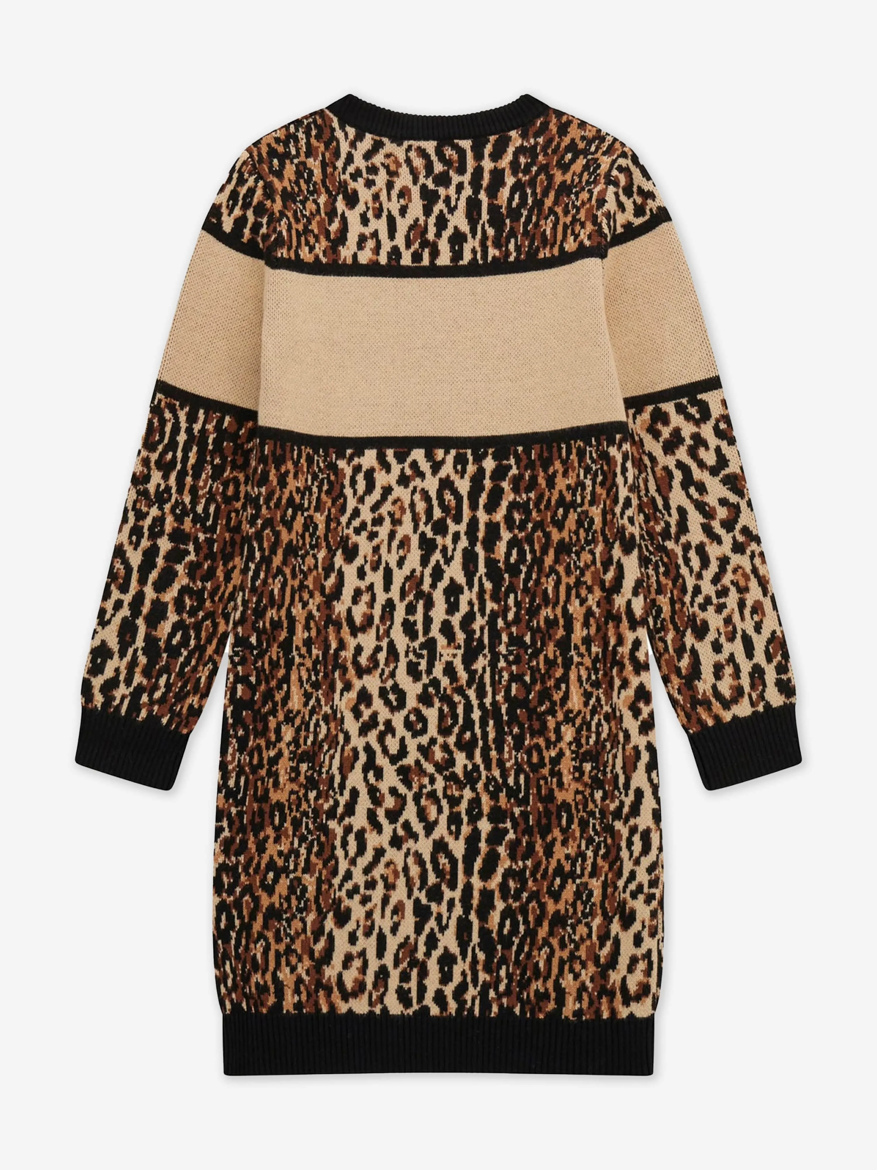 Guess Girls Leopard Print Sweater Dress in Brown