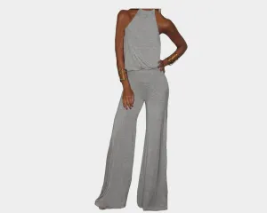 Halter Top Gray Jumpsuit - The Milano