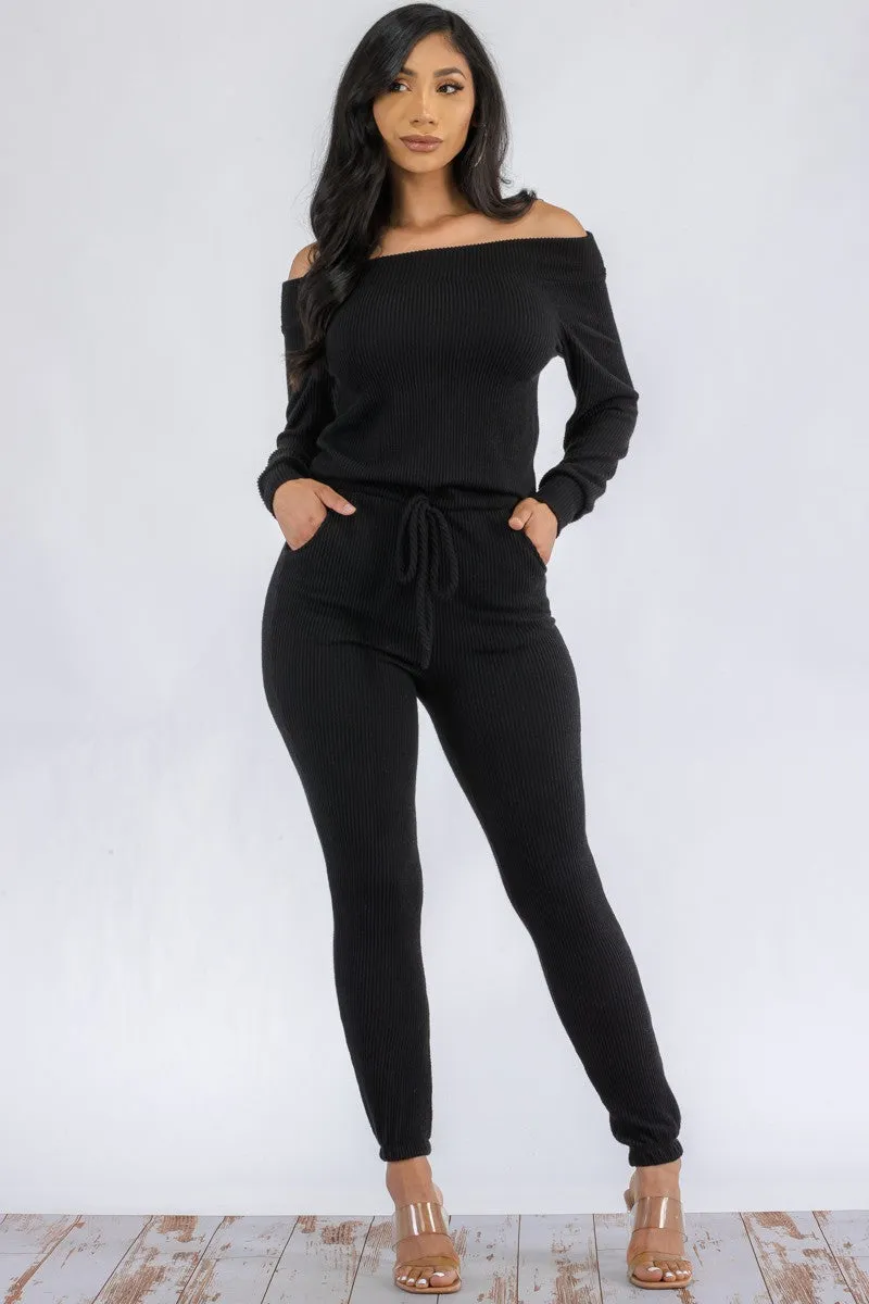 HH620R-SL-NEWRIB - OFF SHOULDER JUMPSUIT