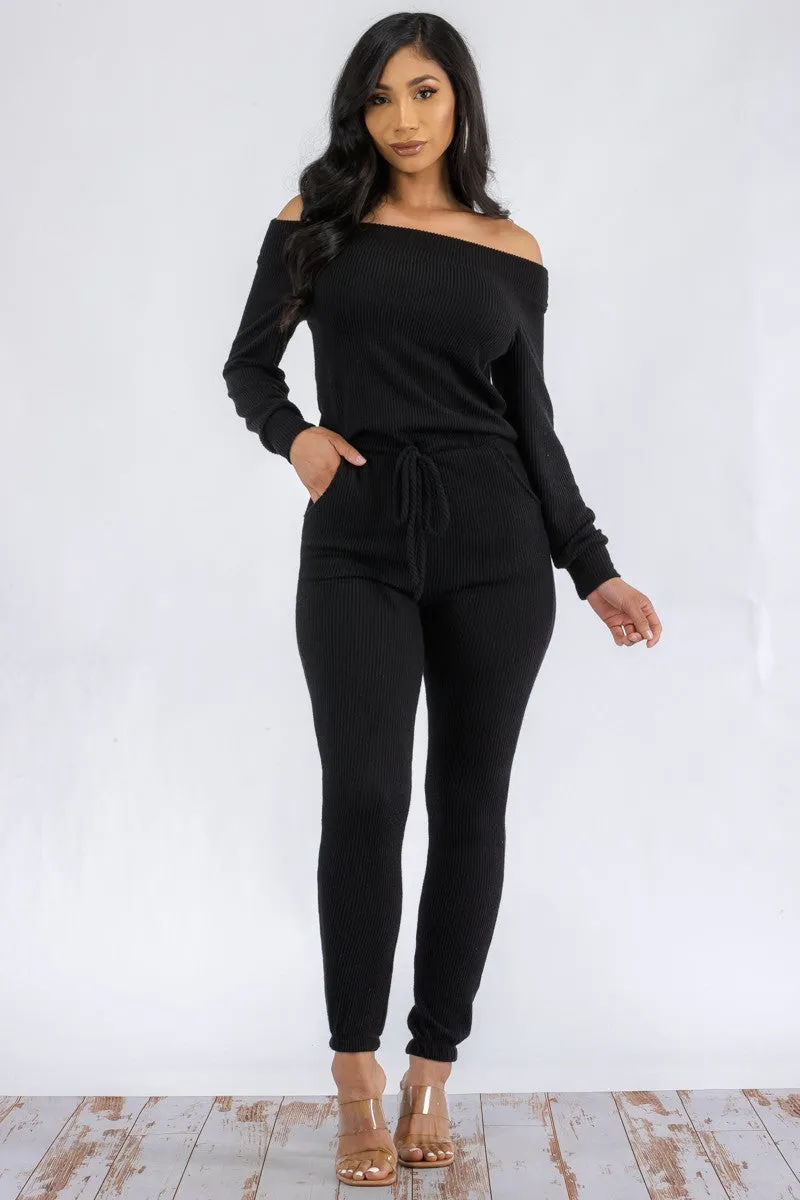 HH620R-SL-NEWRIB - OFF SHOULDER JUMPSUIT