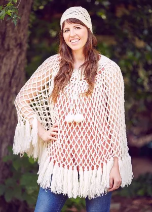 Hippie Boho Poncho & Cap Crochet Pattern