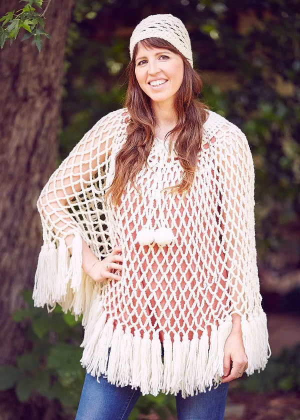 Hippie Boho Poncho & Cap Crochet Pattern