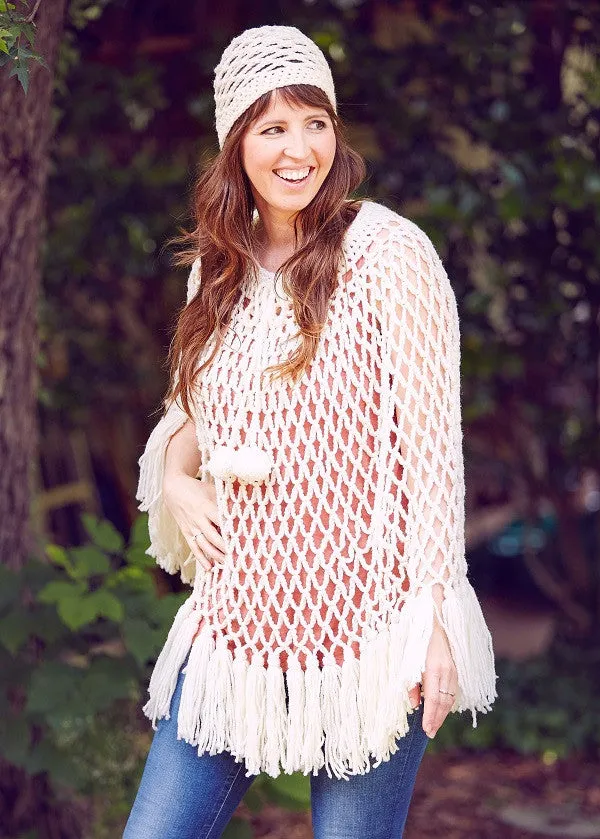 Hippie Boho Poncho & Cap Crochet Pattern