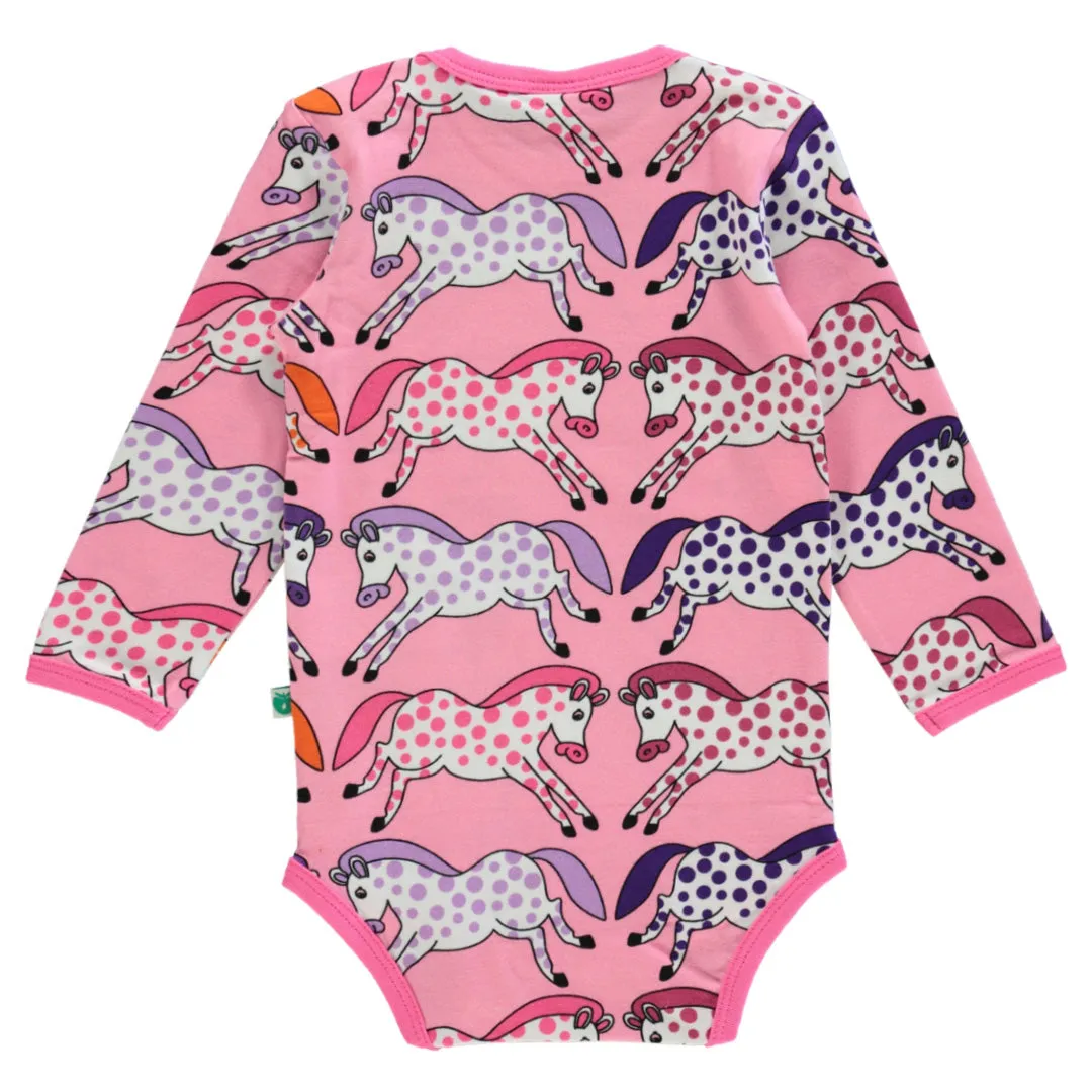 Horses long sleeve bodysuit, sea pink