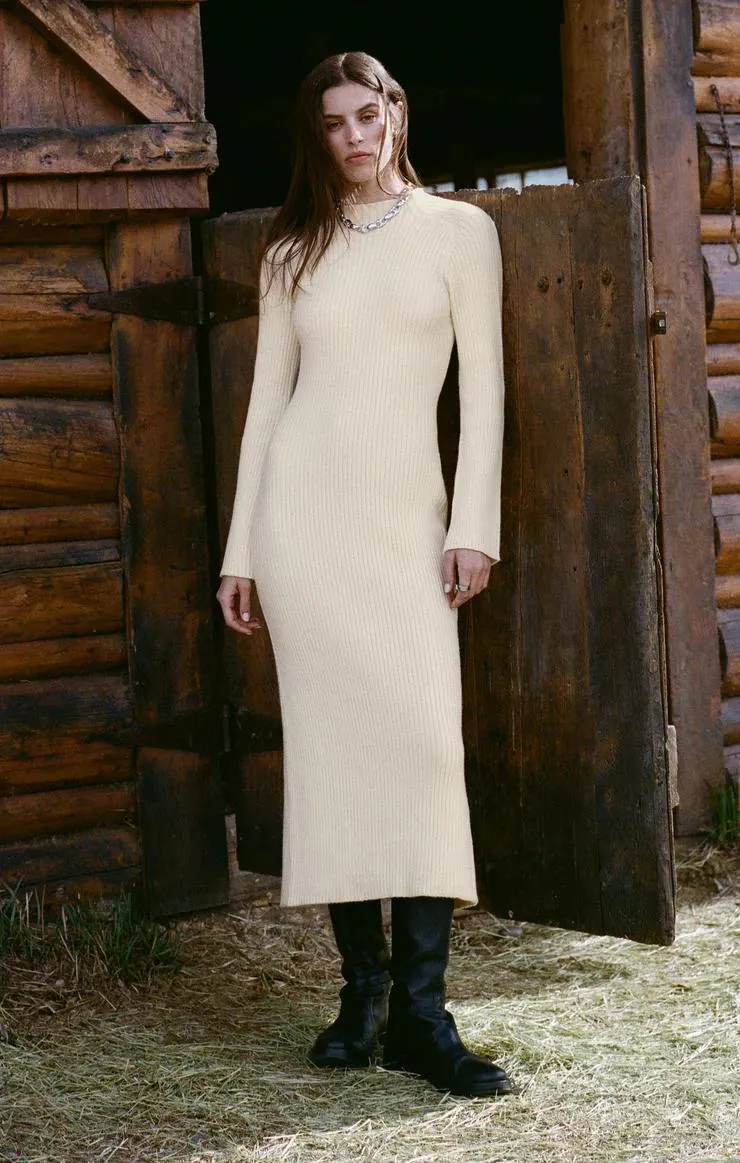 KASS MOCK NECK SWEATER MIDI DRESS