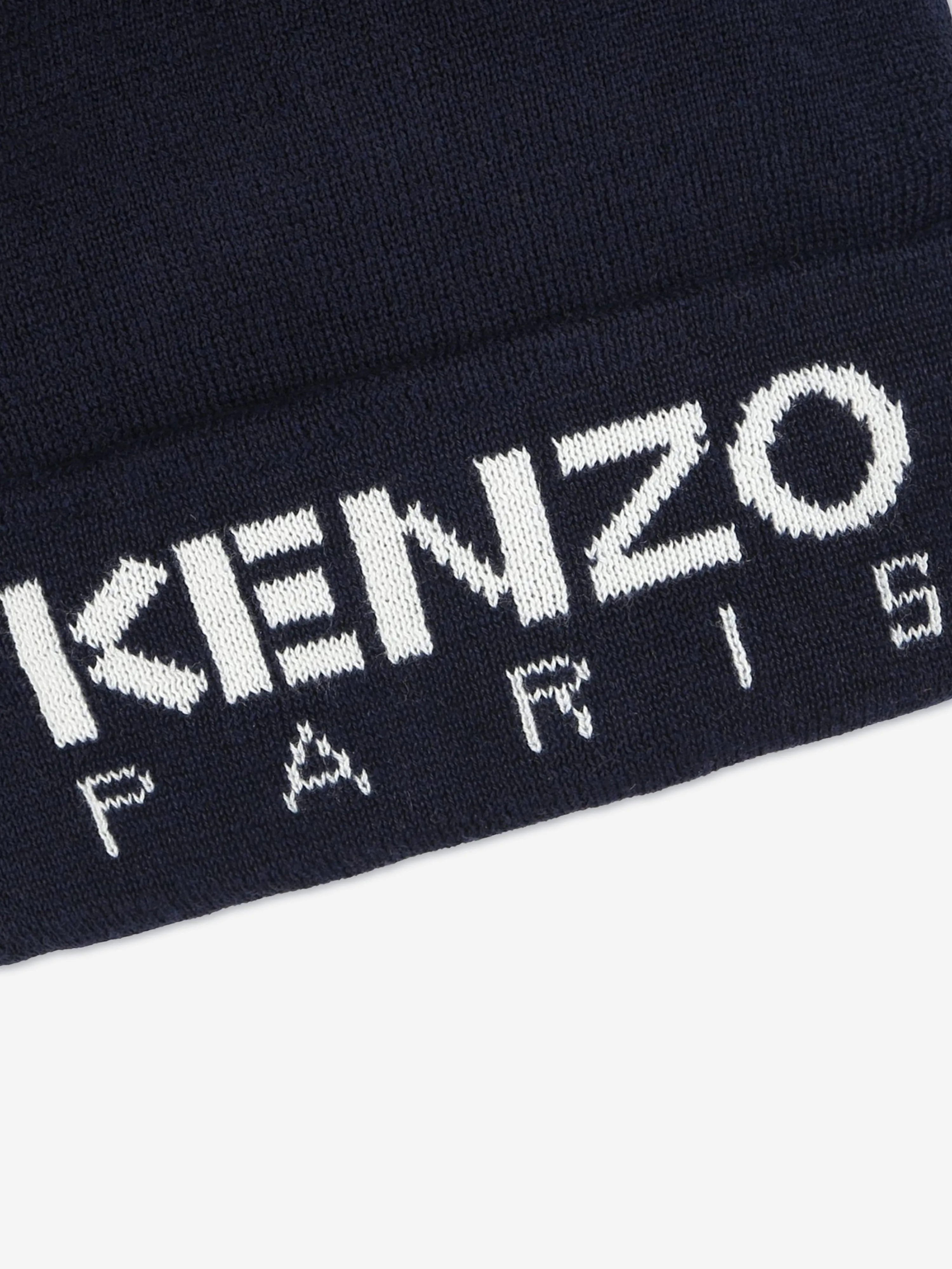 KENZO Kids Knitted Logo Beanie Hat in Navy