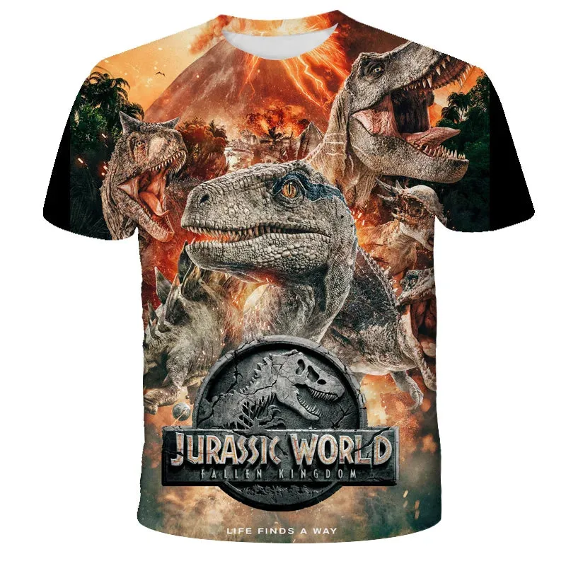 Kids Boys T-shirt Cool Jurassic World Dinosaur T Shirt Boy Clothes Summer Short Sleeve Tee Shirts Children Clothing Girls Tops