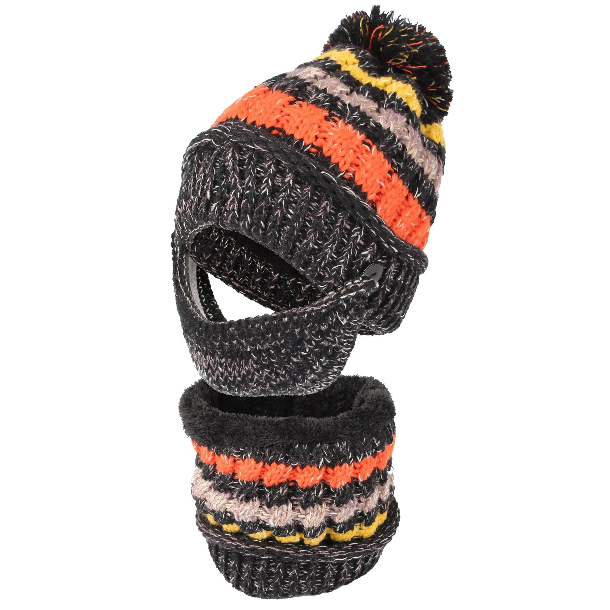 Knit Fairs Isle Nordic Bobble Pom Beanie Hat DZX0024