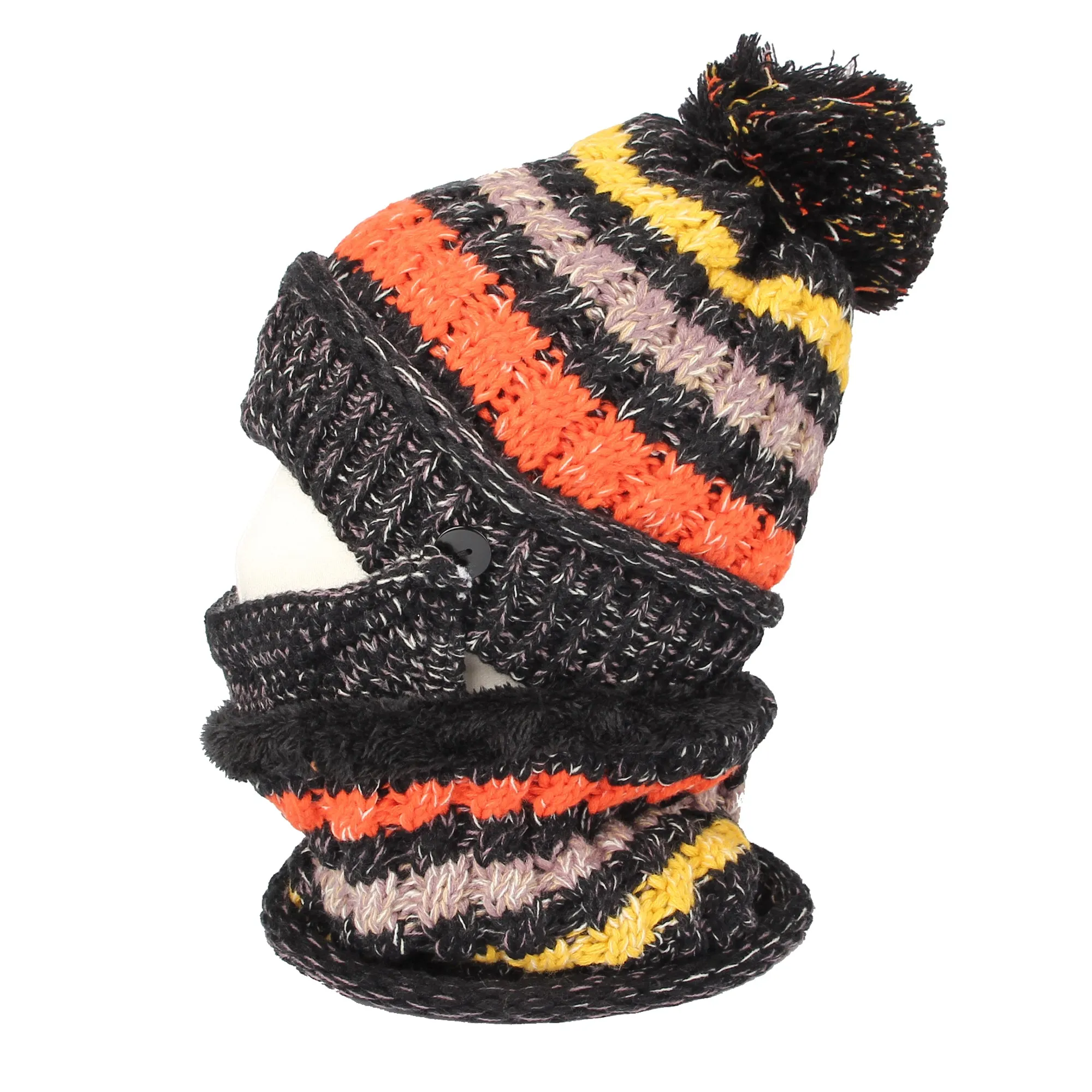 Knit Fairs Isle Nordic Bobble Pom Beanie Hat DZX0024