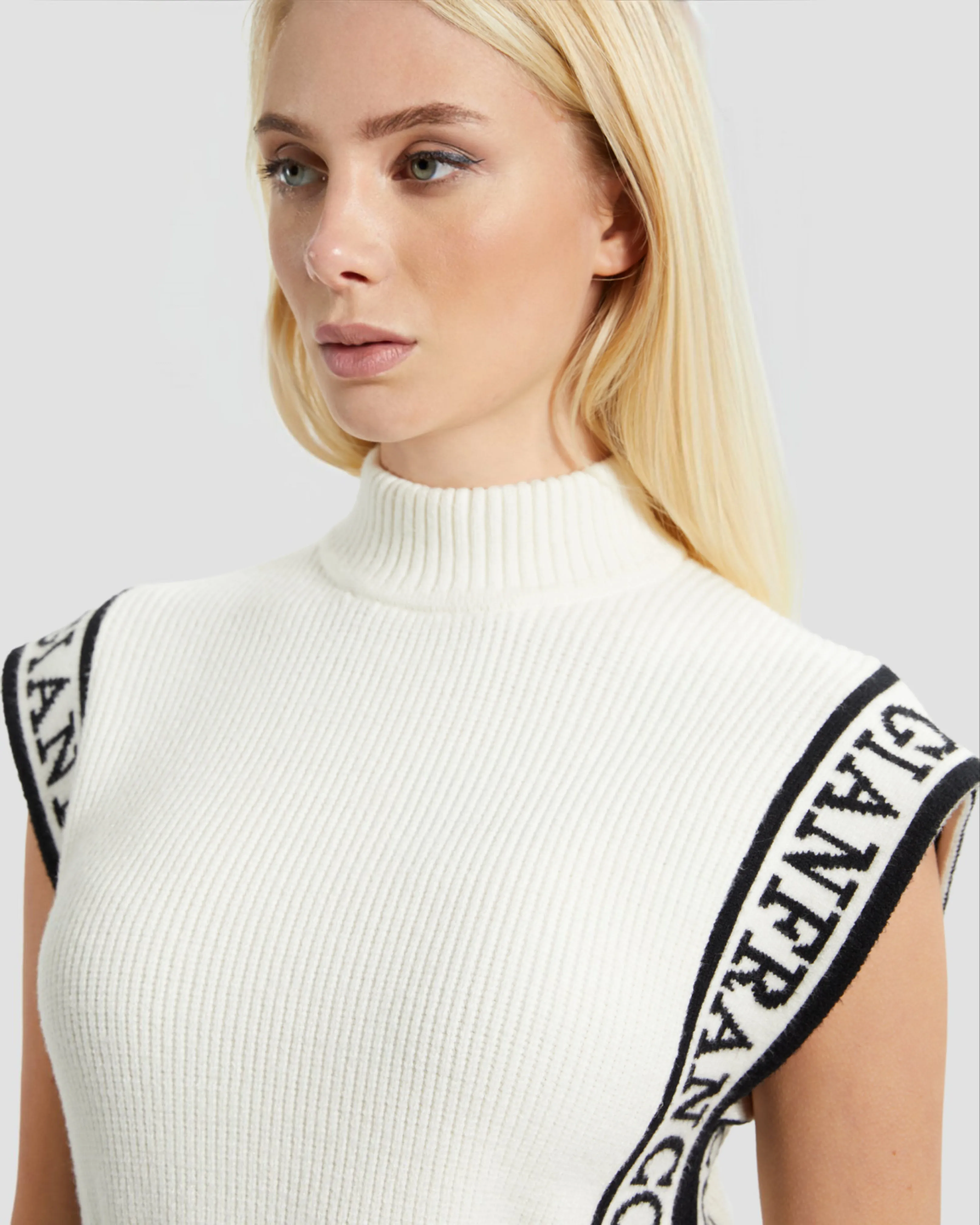 Knitted Logo Taper Poncho