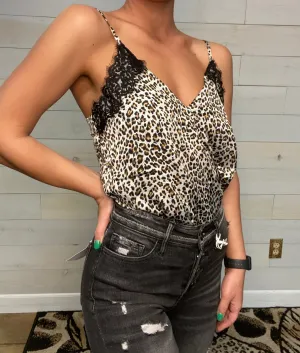 Lace Trim Leopard Bodysuit top