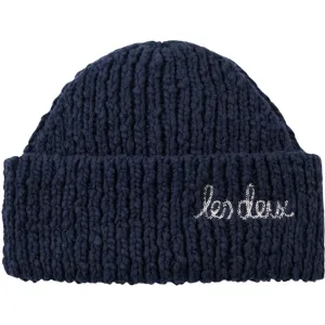 Les Deux Kids Dark Navy Errol Cotton Beanie Kids