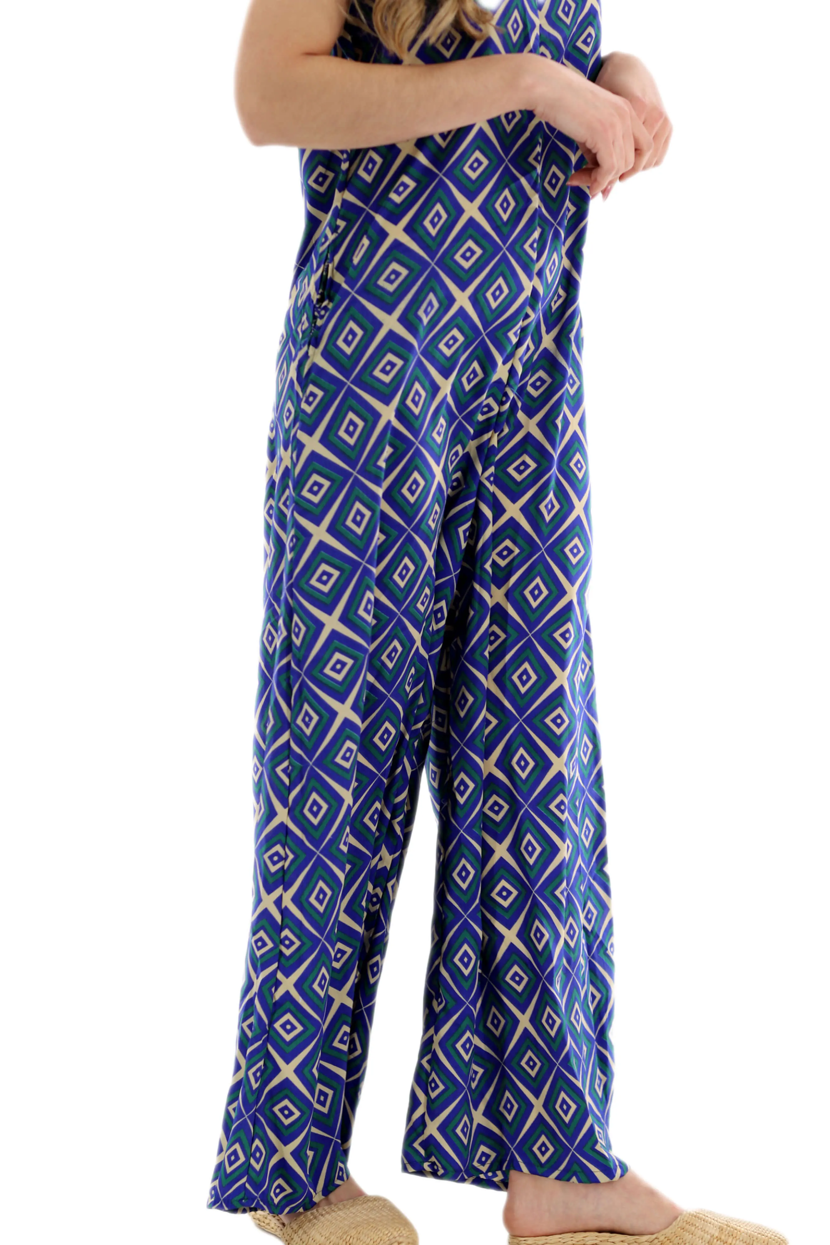 Long Printed Jumpsuit "Mia" in Blue