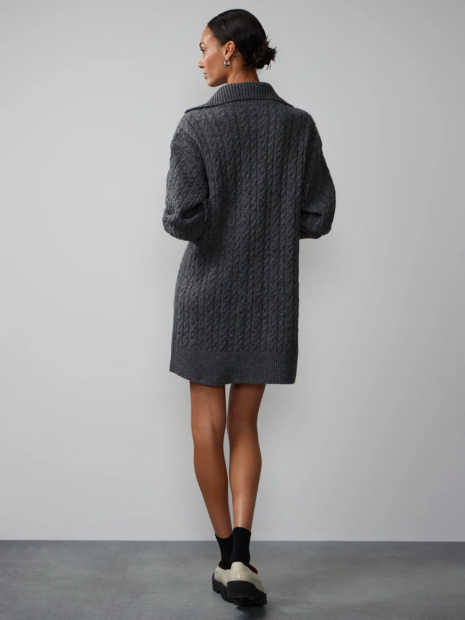 Long Sleeve Cable Knit Sweater Dress