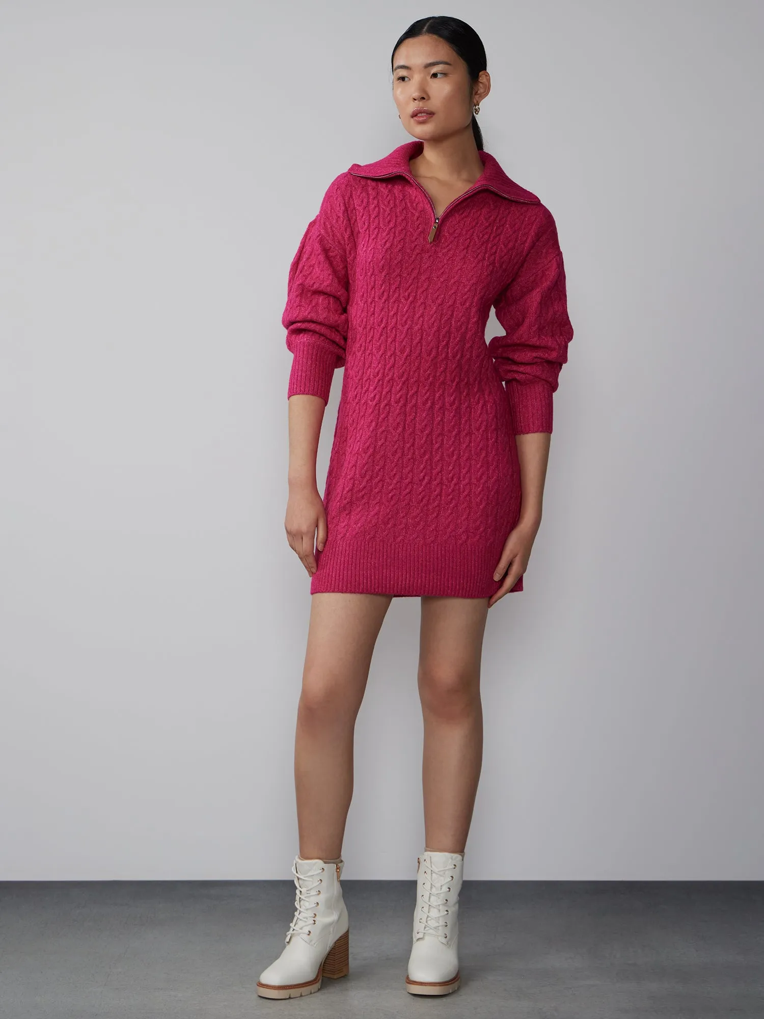 Long Sleeve Cable Knit Sweater Dress