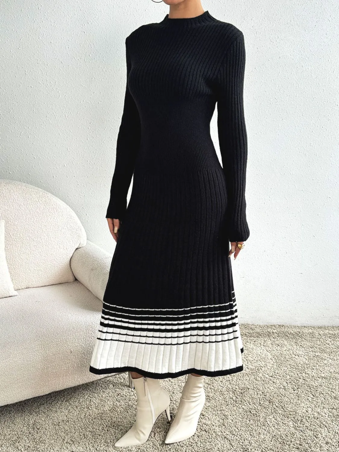 Long Sleeve Sweater Midi Dress