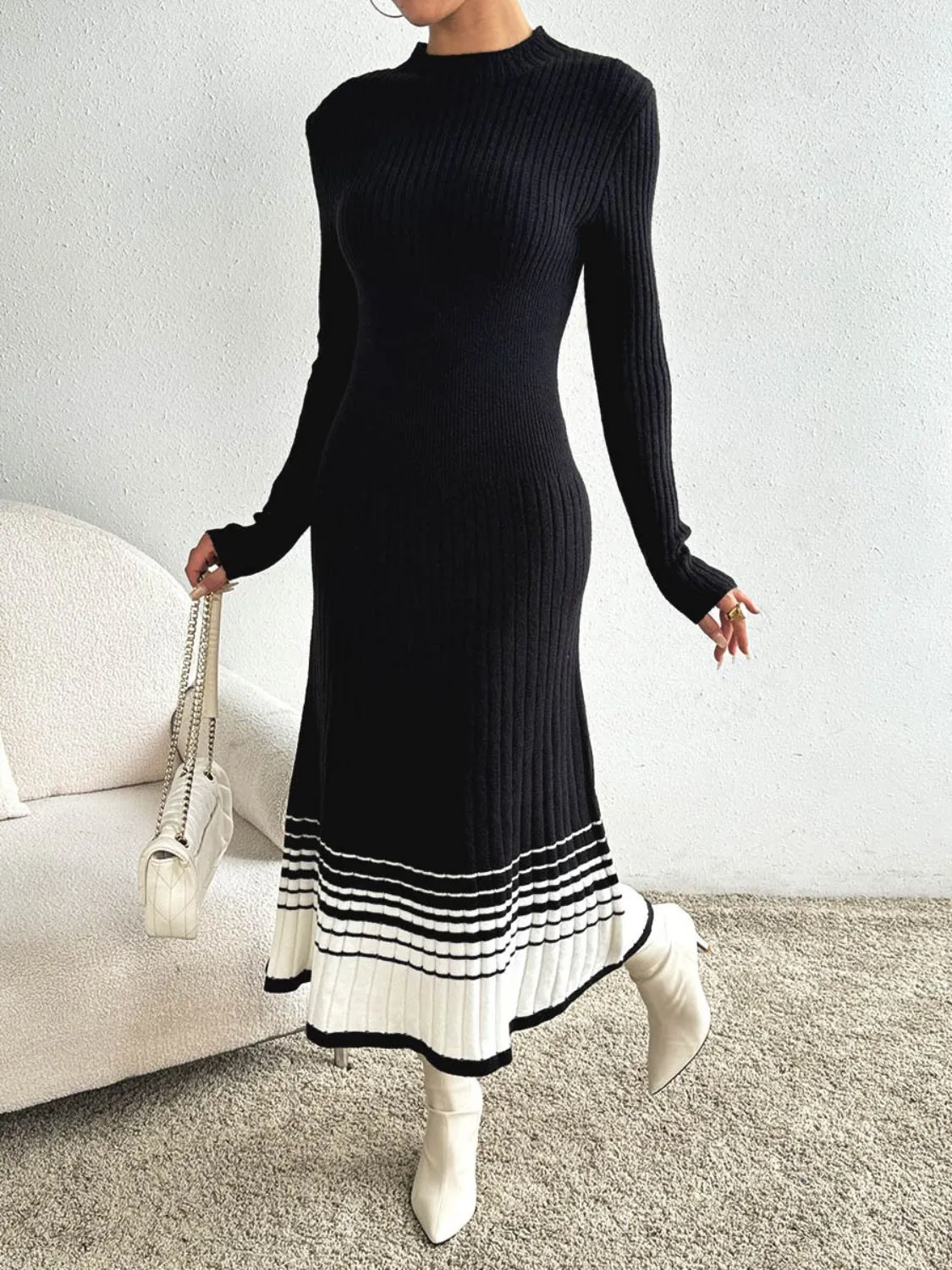 Long Sleeve Sweater Midi Dress