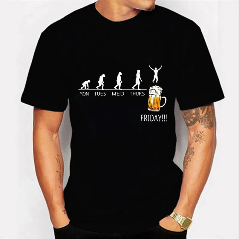 Men Funny Graphic Friday Beer Print T Shirts